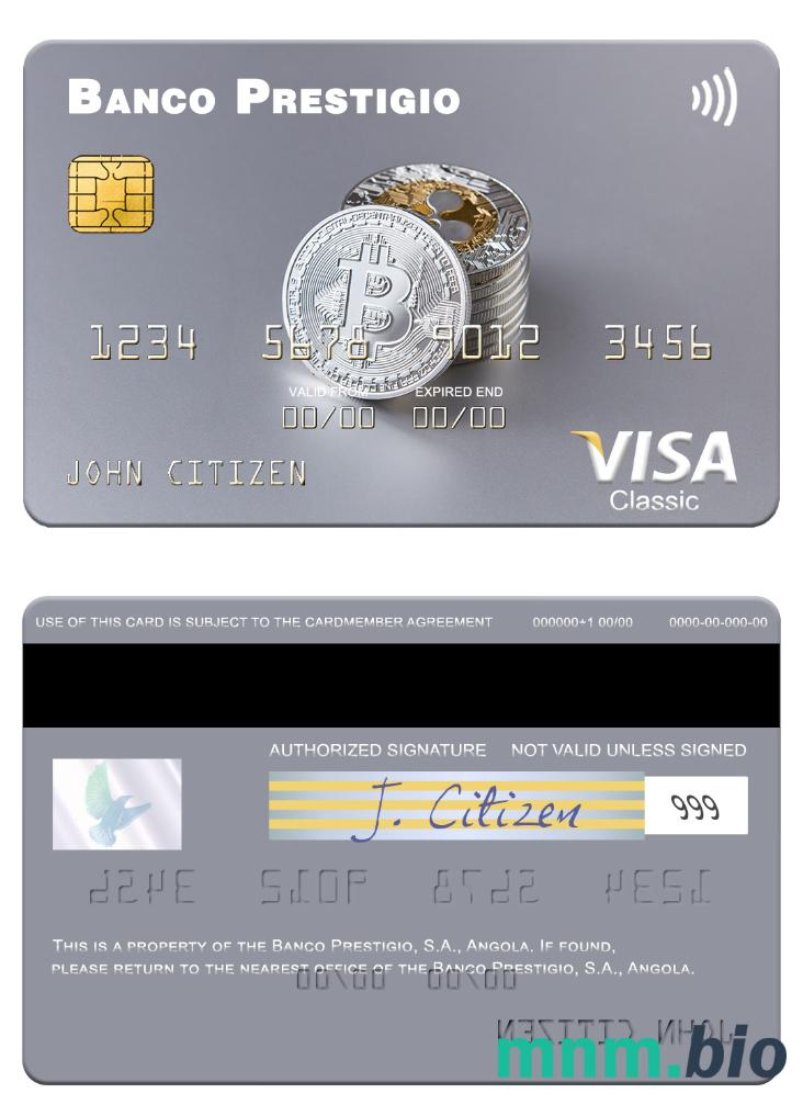 Angola Banco Prestigio, S.A. przykład karty visa w formacie PSD